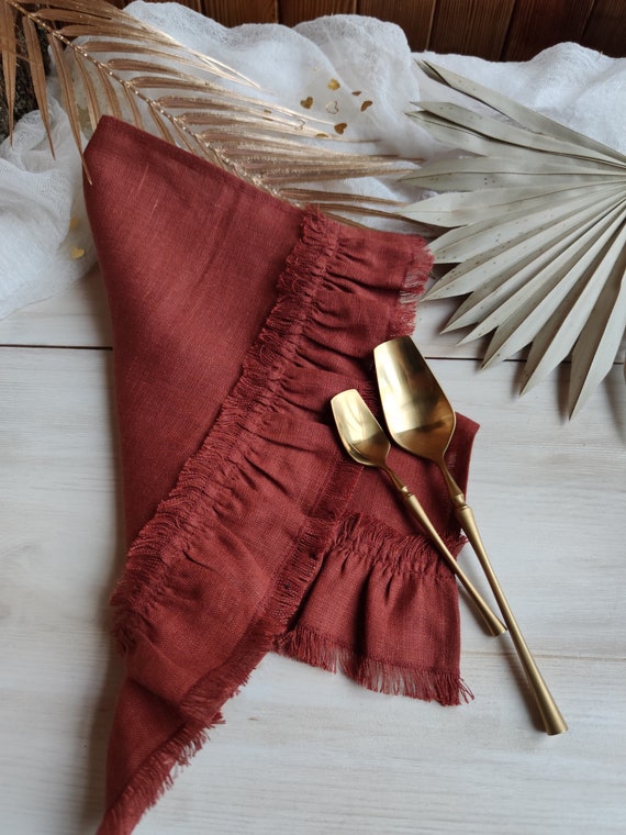 Linen Tea Towels, Burnt Orange