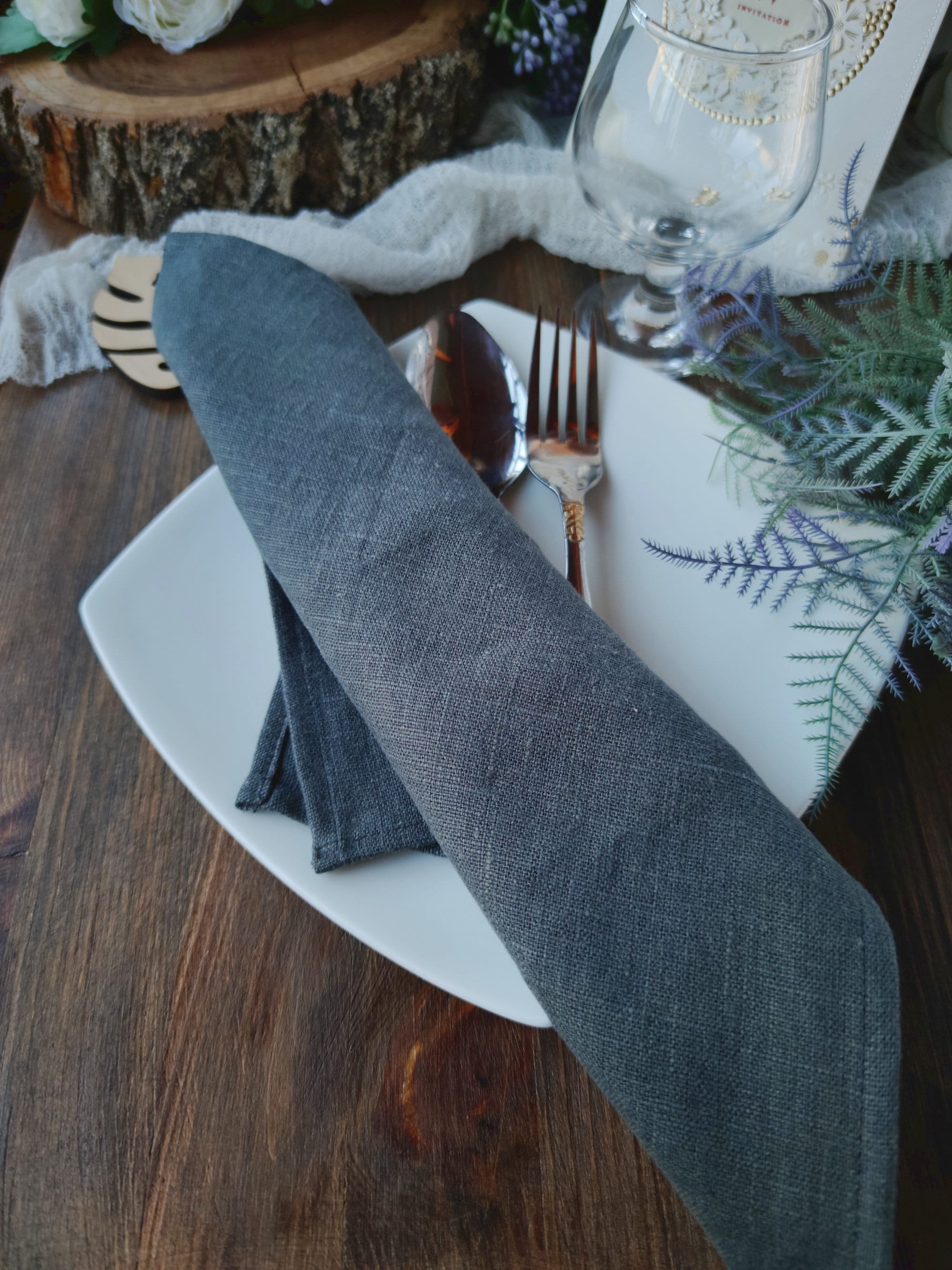 Dark grey linen napkins 10x10 Cloth napkins for Etsy