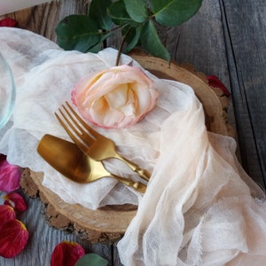 Gauze table runner for wedding decor, Light Peach Gauze Table Runner – Boho Wedding Aisle Runner, Cheesecloth Centerpiece for Rustic Decor