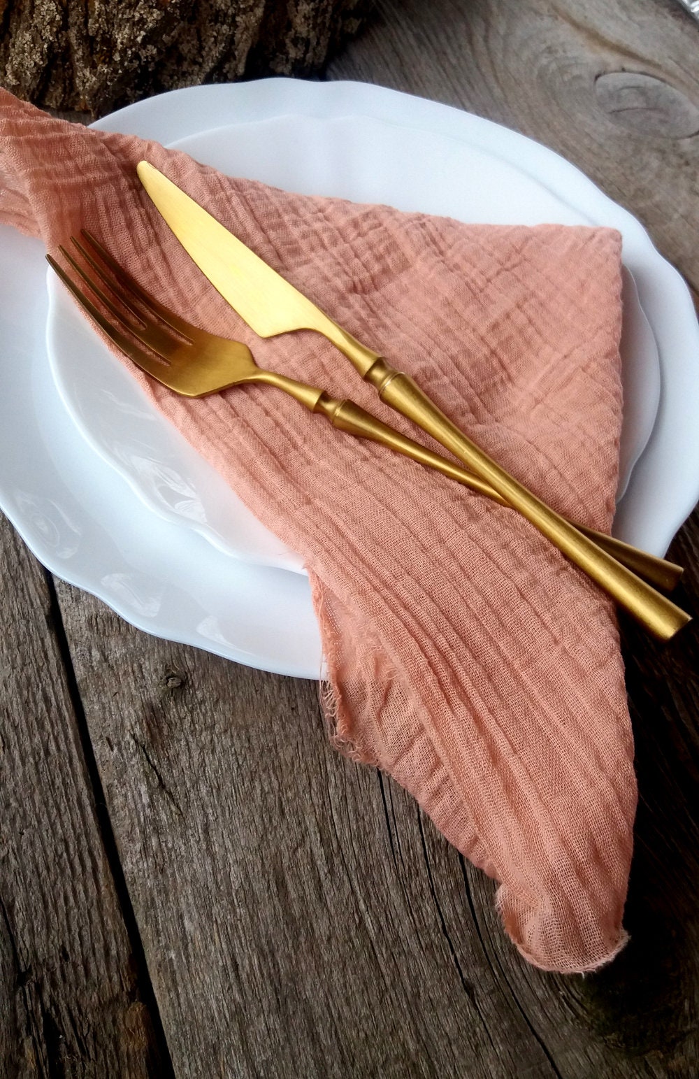 Rustic Wedding Napkins Dark Peach Gauze Napkins Cotton Gauze Etsy
