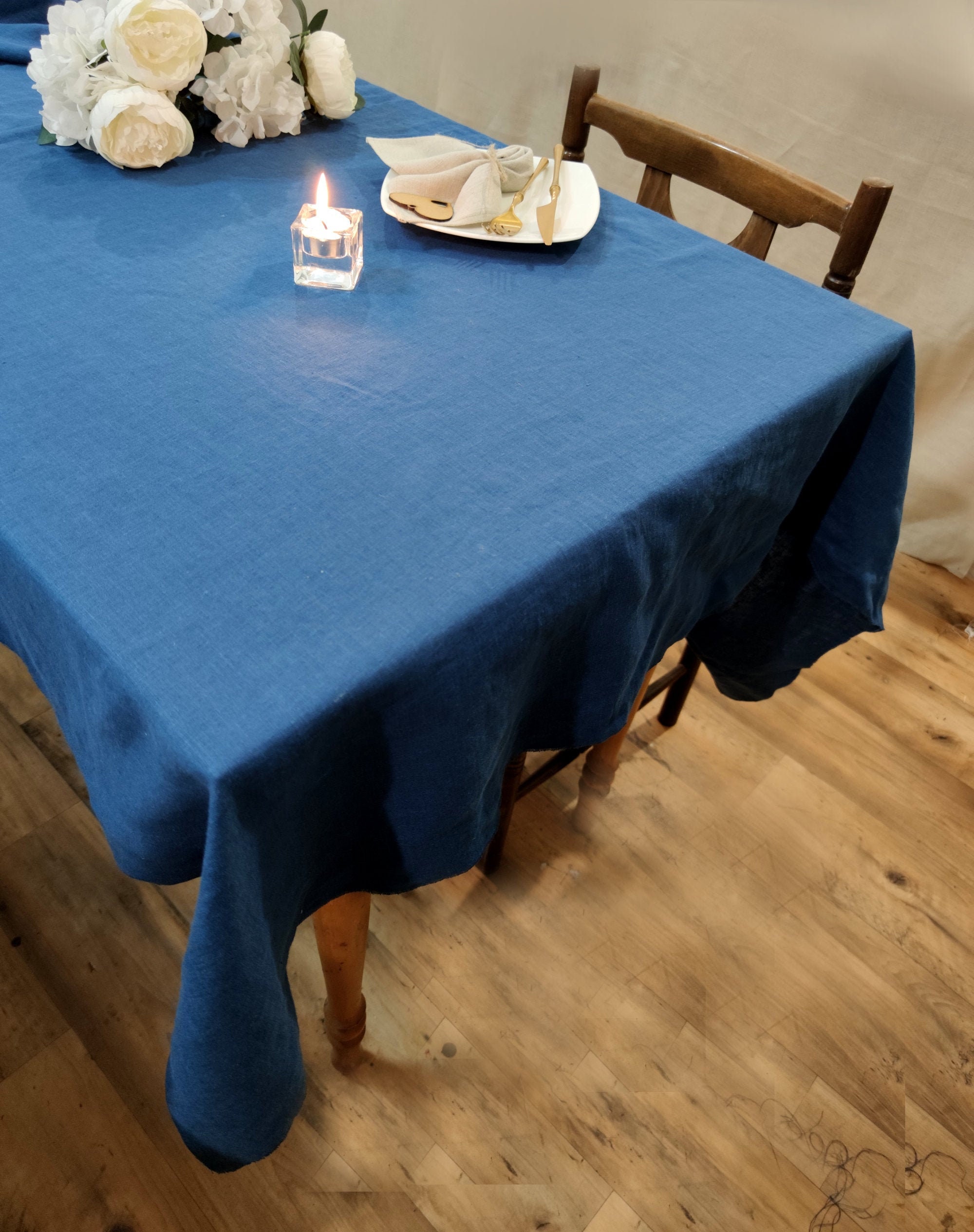 Navy blue tablecloth. Soft linen tablecloth Washed linen Etsy