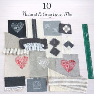 Linen Scrap Bundle – Rustic Fabric Pieces for Junk Journal, Slow Stitching & Textile Collage – Choose Your Set 10