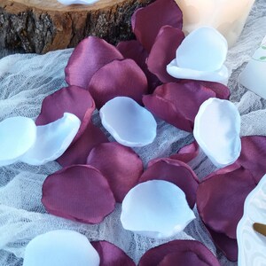 White & Mauve rose petals Wedding decor, Wedding decorations,  Flower petals