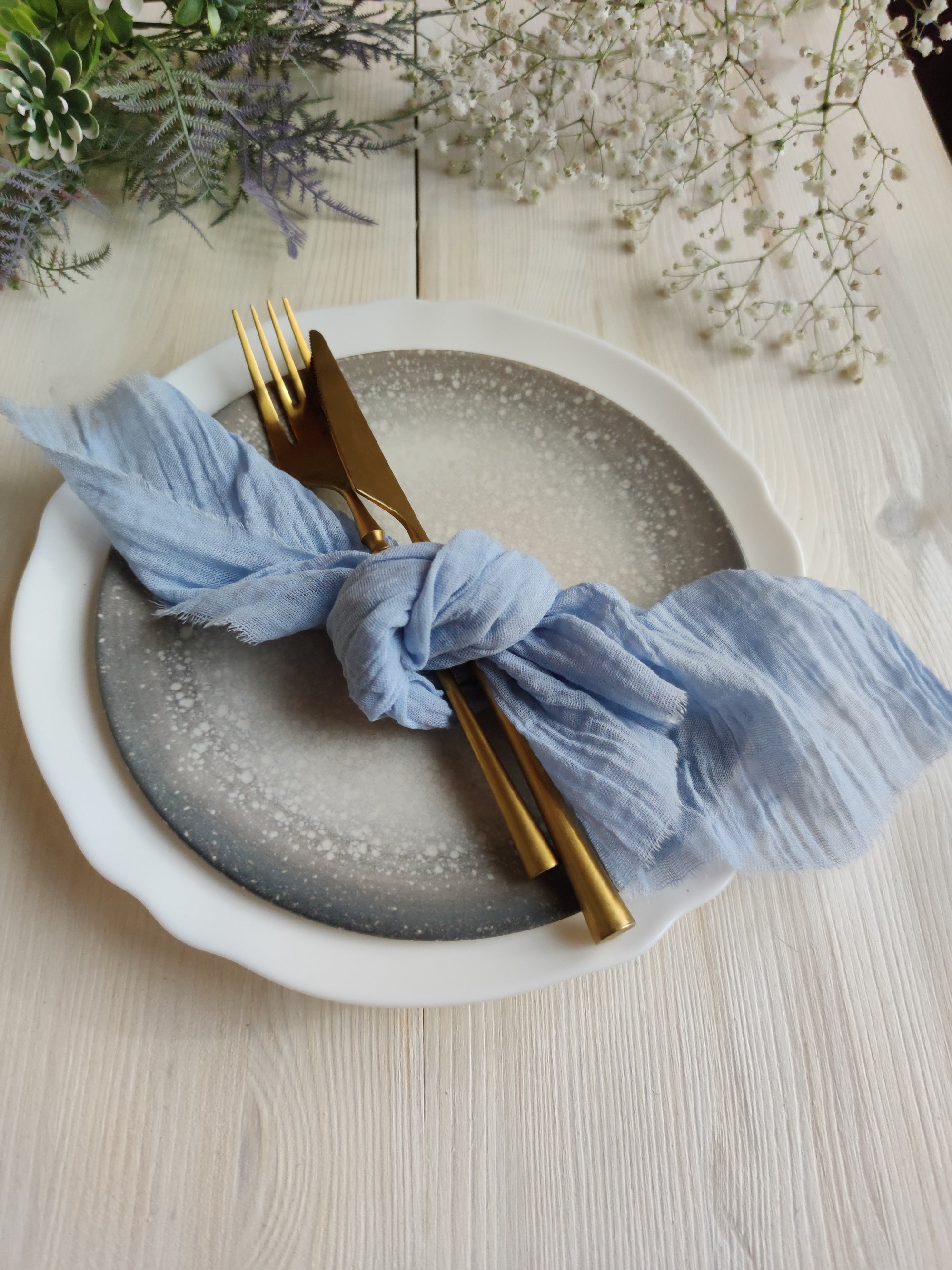 Dusty blue linen wedding napkins, dusty blue cloth napkins, soft washed  linen napkins cloth, linen napkin, dusty blue dinner napkins