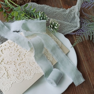 Nastro di cotone 2", Nastro tinto a mano, Invito a nastro nuziale, Bouquet di nastri, Confezione regalo, Nastro strappato a mano