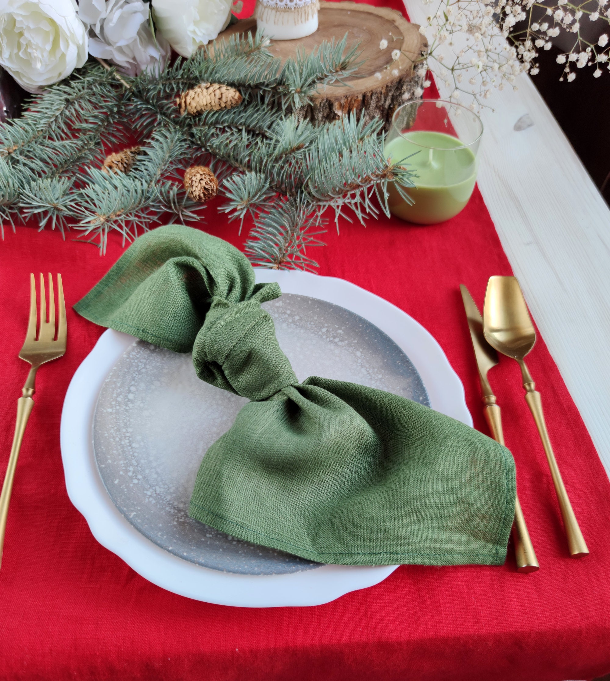 Decor table cloth Red placemats Natural linen placemats set Etsy