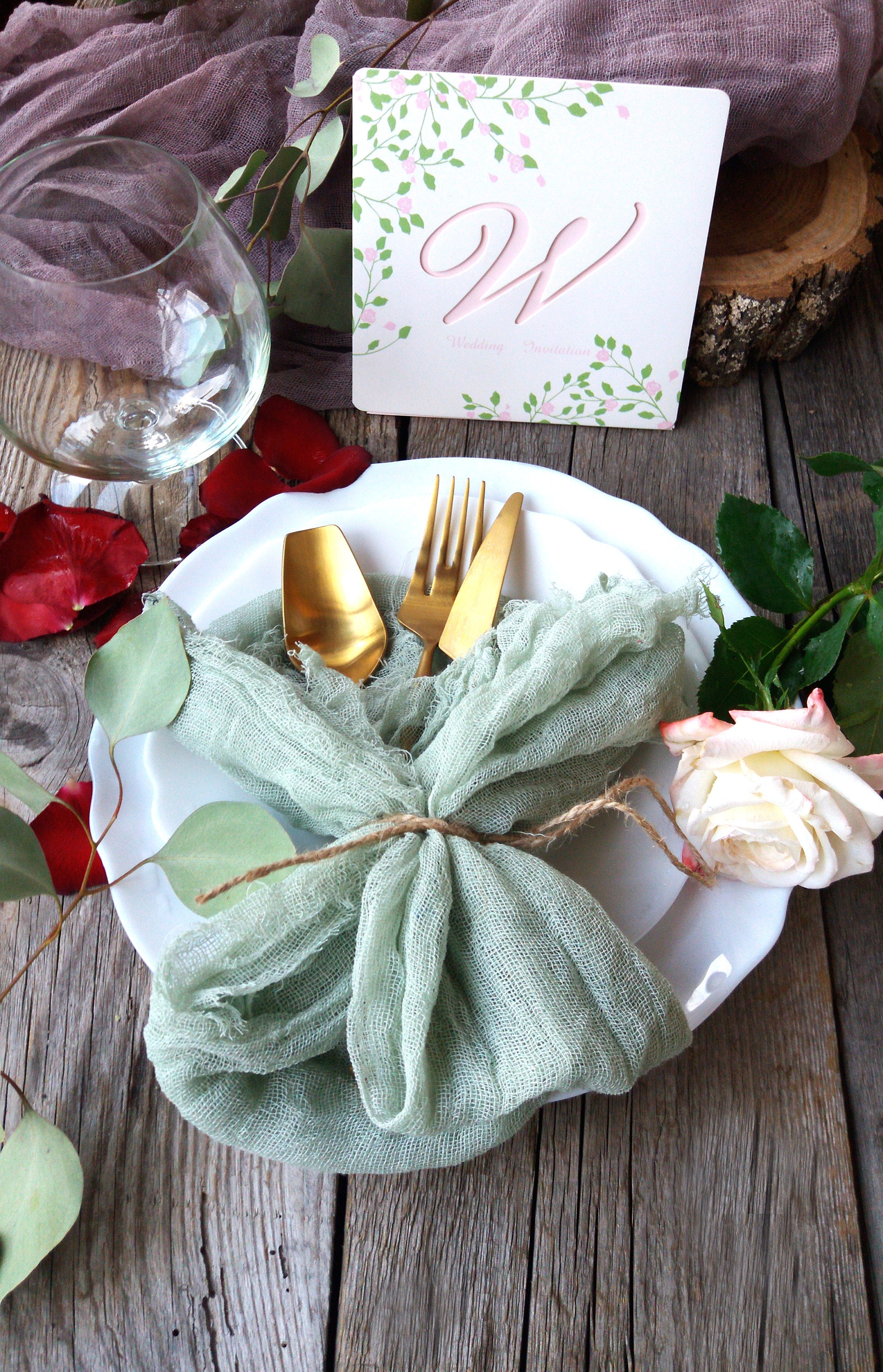 Rustikale Hochzeit Servietten Greenery Gaze Servietten Etsy.de
