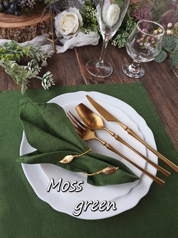 Servilletas de tela de lino verde musgo verde oliva, servilleta de boda  verde oliva, manteles de boda, servilletas de cena de lino, servilletas de  mesa de lino -  España