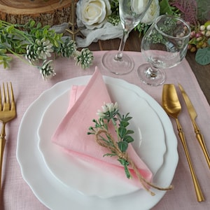 Light pink linen placemats, Dinner placemats set of 2, 4, 8, 10, Placemats for wedding  table decor, Cloth placemats bulk custom