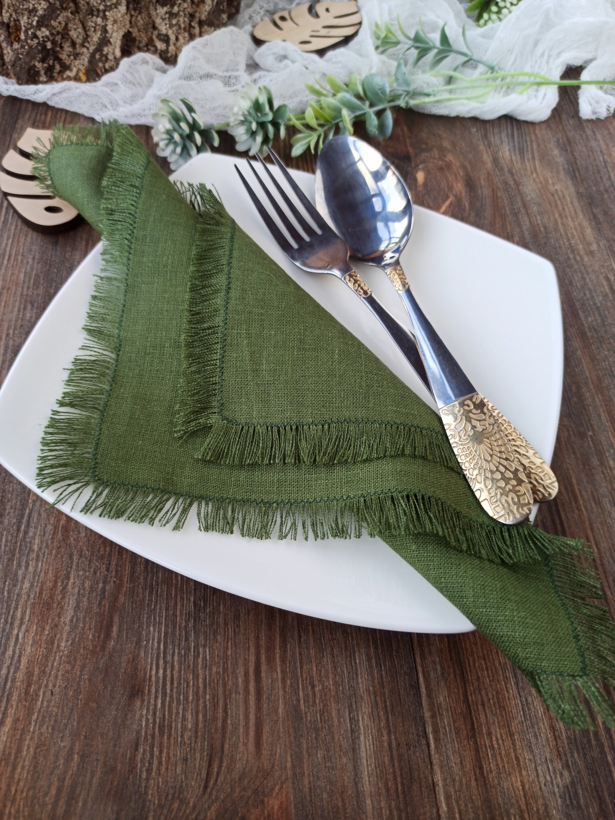 Linen napkins bulk Natural softened fringed linen napkins Etsy