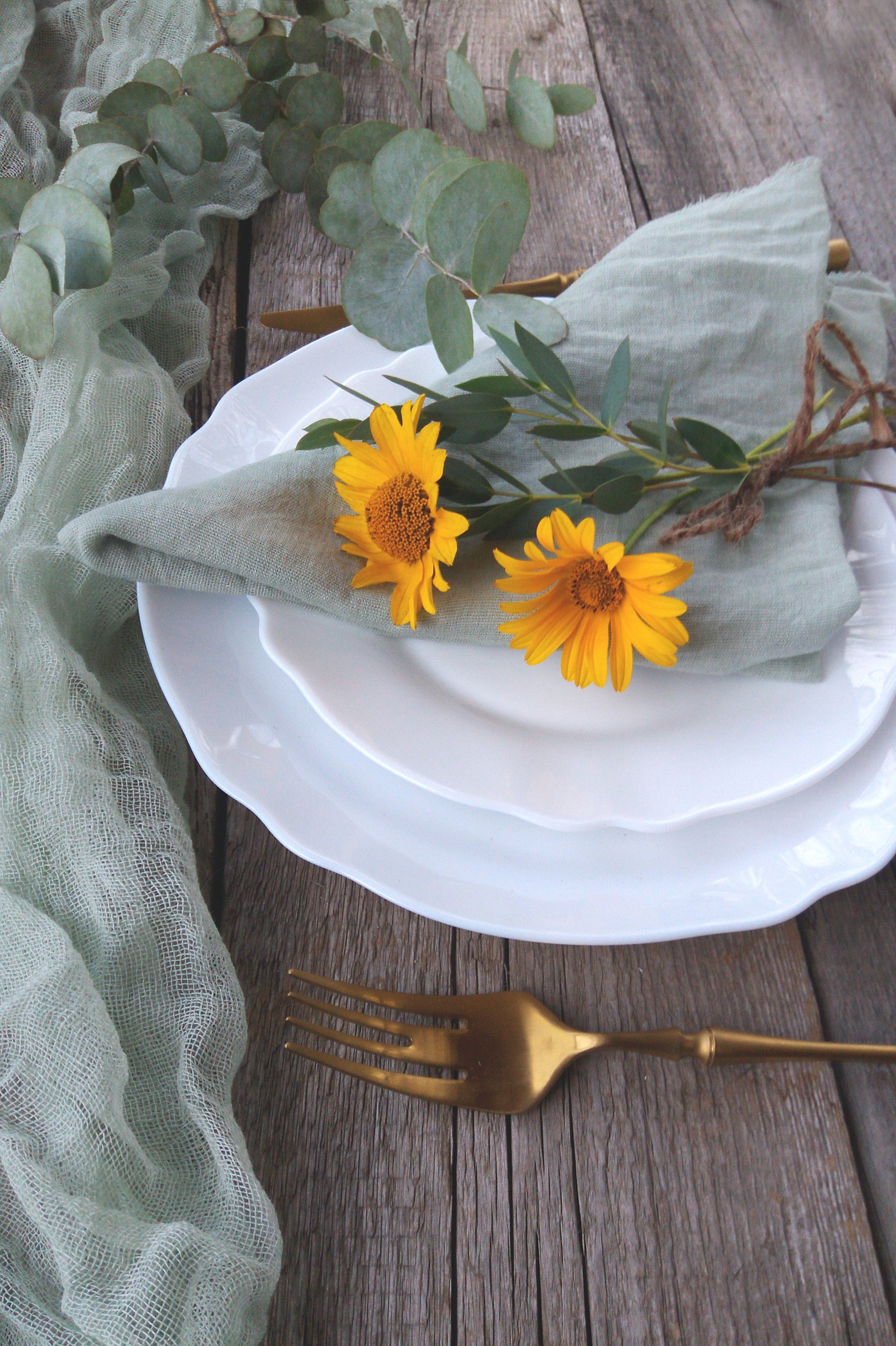 Rustic Wedding greenery napkins Cotton gauze napkins Boho Etsy