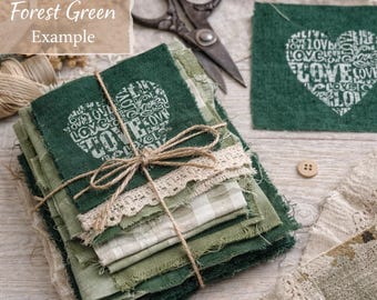 Lote de retales de lino: piezas de tela rústica para diarios basura, costura lenta y collage textil. Elige tu conjunto.
