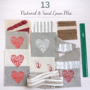 Linen Scrap Bundle – Rustic Fabric Pieces for Junk Journal, Slow Stitching & Textile Collage – Choose Your Set 13