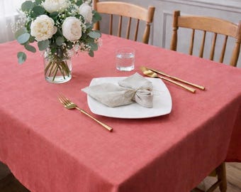 Leinentischdecke für Bauernhausdekor, Elegante benutzerdefinierte Tischdecke, gewaschene weiche Leinentischdecke, Oval, Rechteck, quadratische Tischdecke
