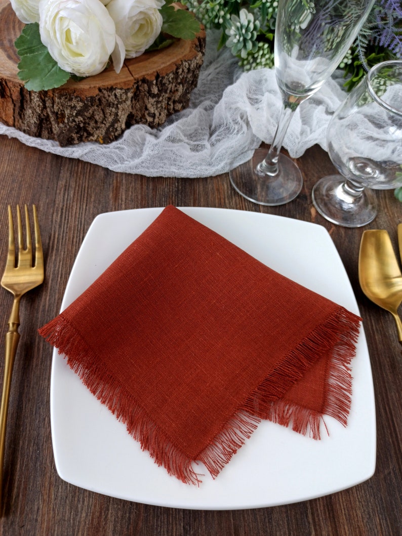 Wedding Napkins Linen Burnt Orange Napkins Natural Softened Etsy
