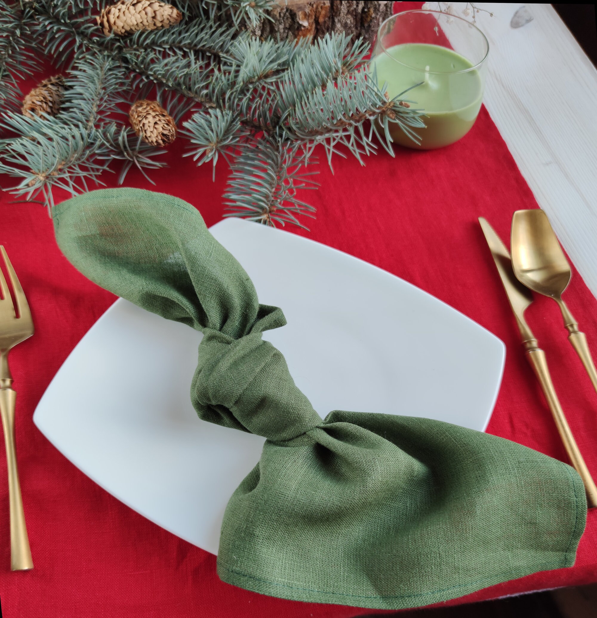 Decor table cloth Red placemats Natural linen placemats set Etsy