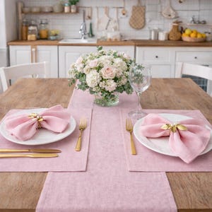 Olive green linen table runner, Rustic Wedding long table runner. Boho table centerpiece image 10