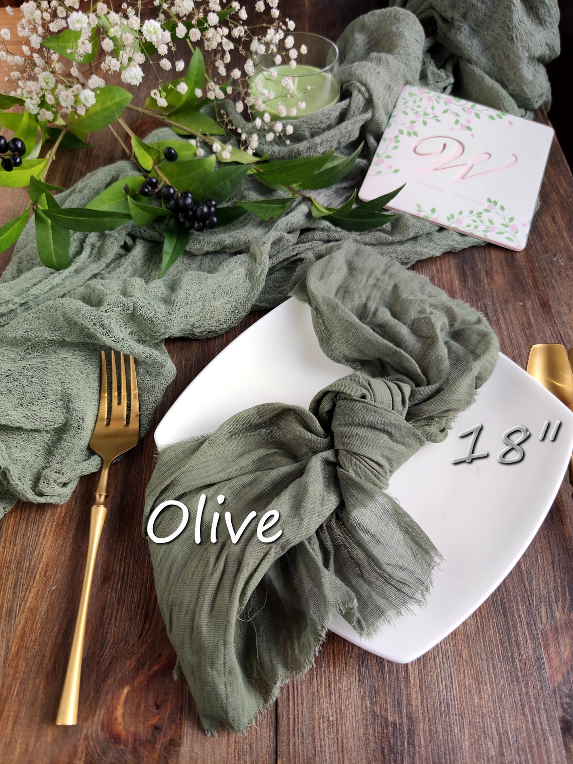 Holiday decor napkins Olive green gauze napkins for wedding Etsy