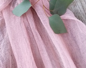 Gauze table runner for rustic wedding decor, Wedding table runner, Boho wedding decor, Pale pink сheesecloth table centerpiece
