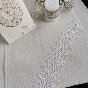 Wedding Table Runner, Ivory Burlap Table Runner With White Lace ...