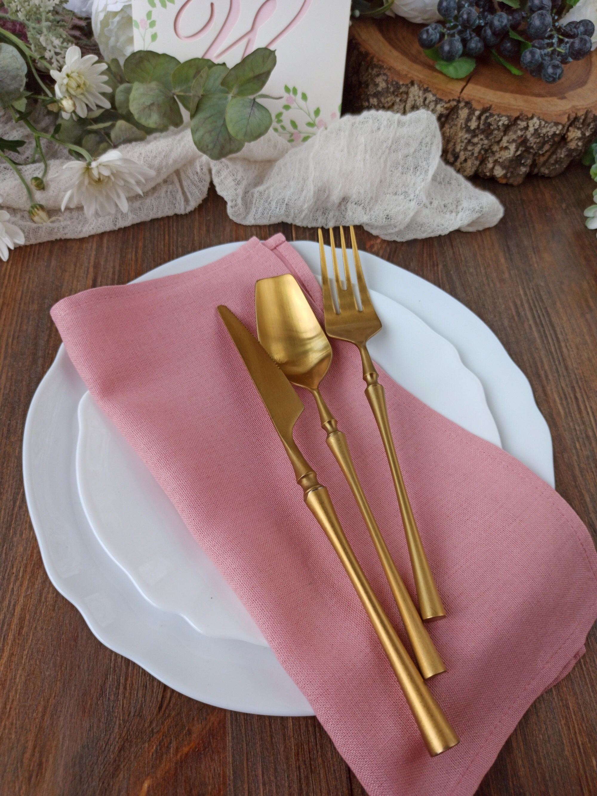Blush pink napkins Linen viscose napkins bulk Wedding table Etsy