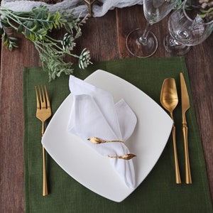 Dinner linen placemats - Rustic home or Wedding table decor, Handmade moss green cloth place mats, Kitchen sets of 6, 8, 10, 12