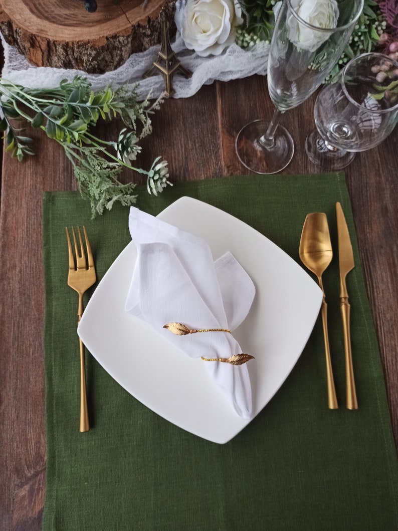 Olive green linen placemats Natural linen placemats set of 2 Etsy