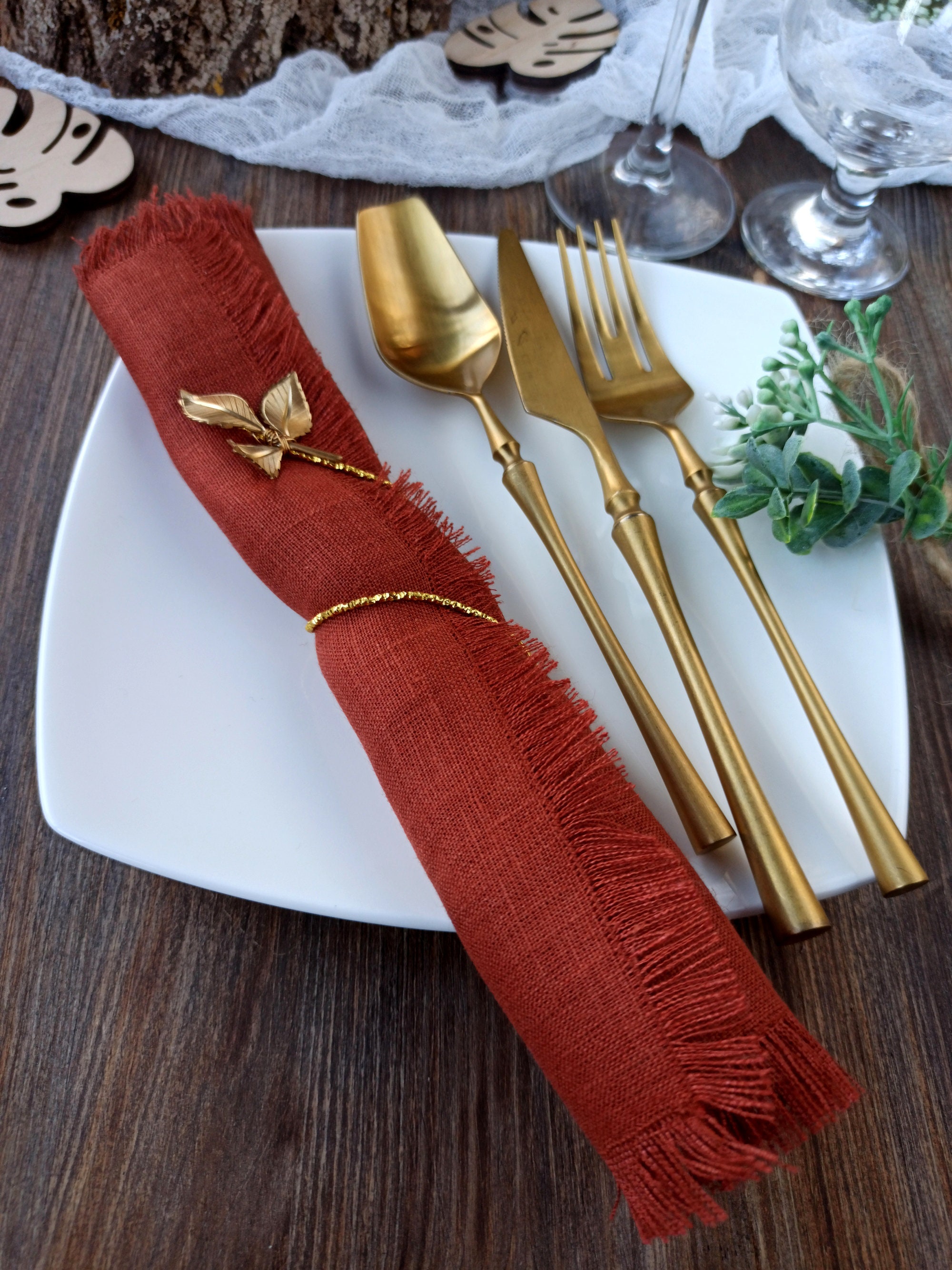 Wedding Napkins Linen Burnt Orange Napkins Natural Softened Etsy