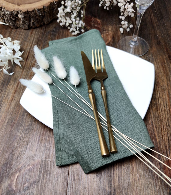 Stonewashed Linen Napkins Set of 12, Natural Linen Cloth Napkins