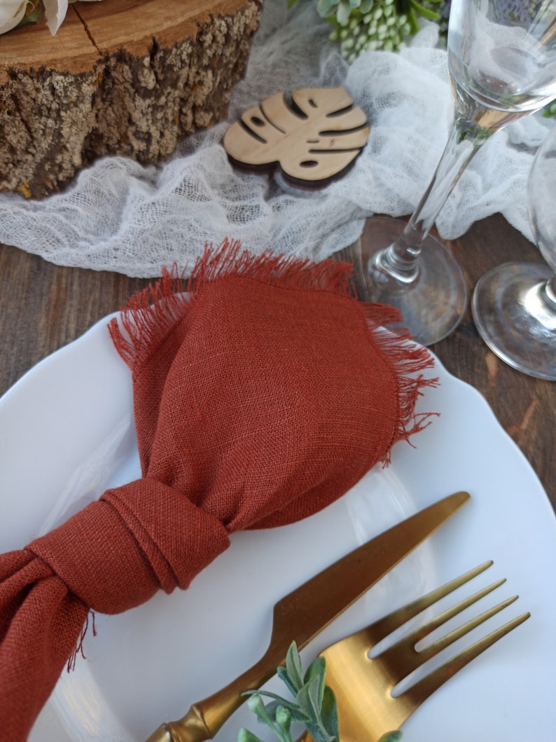 Wedding Napkins Linen Burnt Orange Napkins Natural Softened Etsy