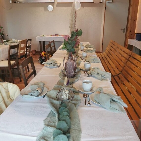 Sage Green Cheesecloth Table Runner Green Gauze Table Runner Etsy