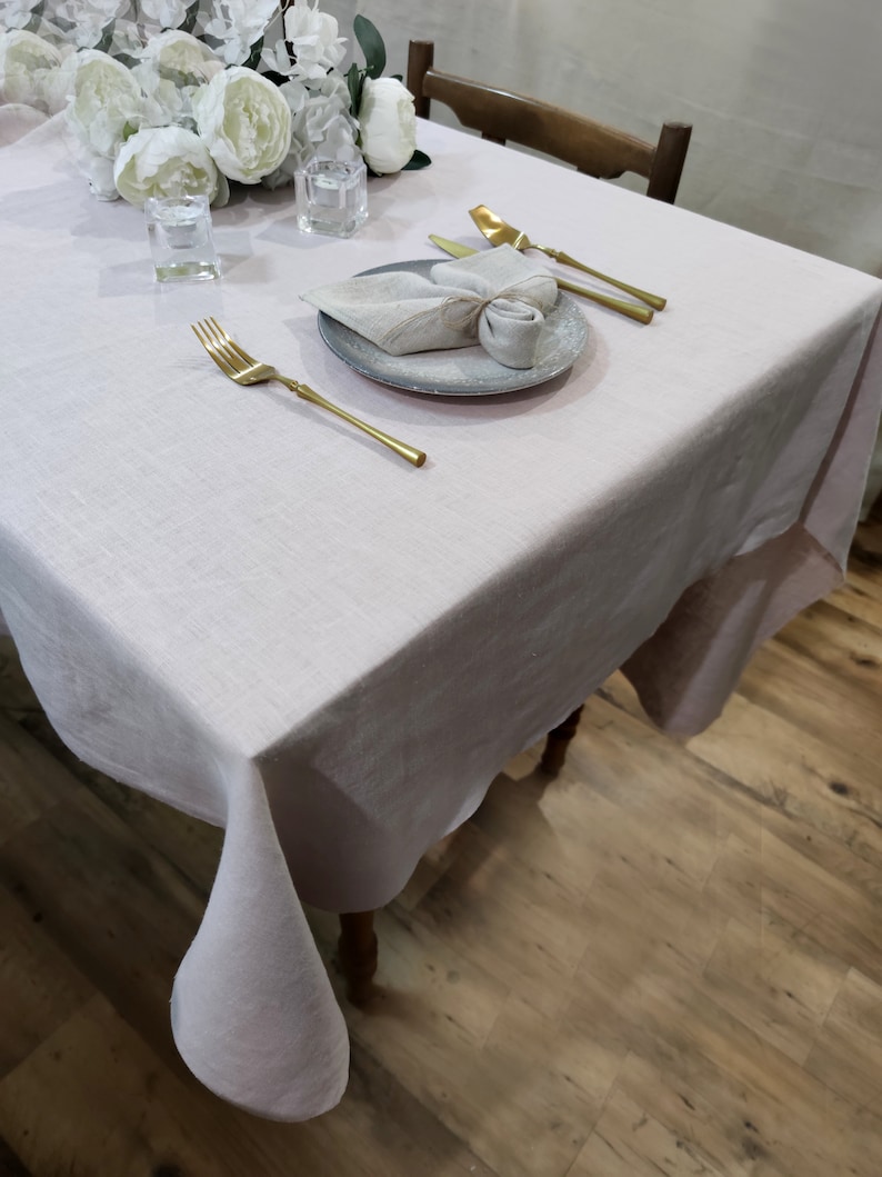 Washed linen tablecloth 40 colors, Wedding large table cloth, Washed soft linen tablecloth, Custom size zdjęcie 10