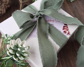 Olive cotton ribbon, Wedding ribbon invitation, Ribbon bouquet, Gift wrapping