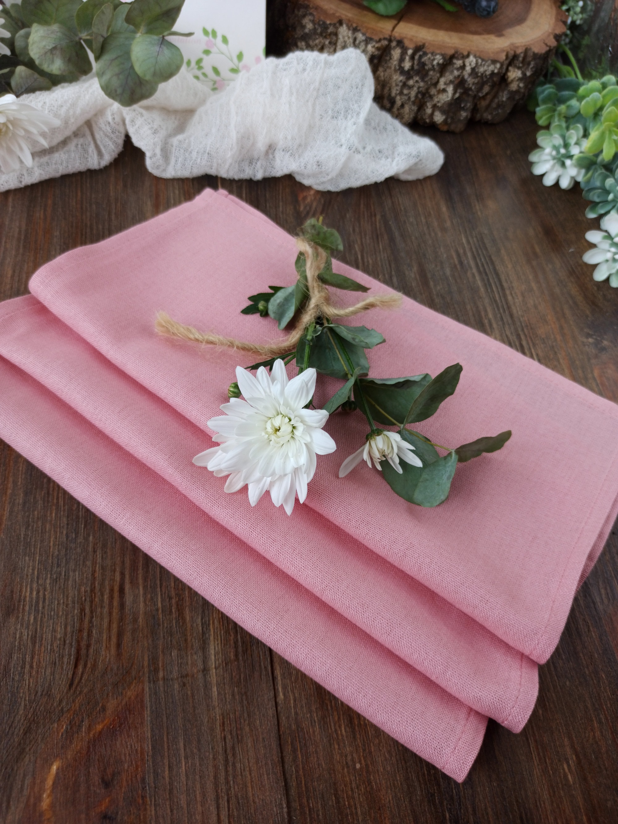 Blush pink napkins Linen viscose napkins bulk Wedding table Etsy