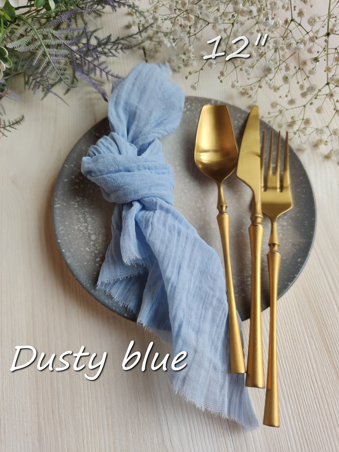 Dusty Blue Gauze Napkins for Wedding Table Decor, Cheesecloth Napkins Rustic Table Decor, Cloth ...
