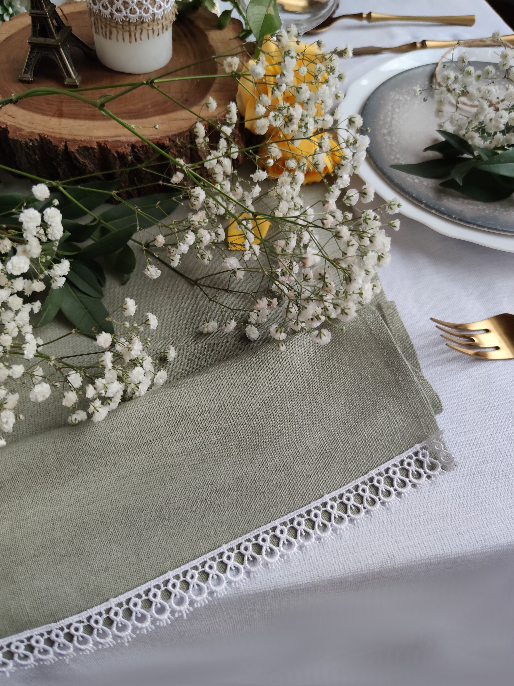 Runner Da Tavolo Verde Chiaro 30cm X 5m - Effetto Lino, Per Matrimoni E Decorazioni