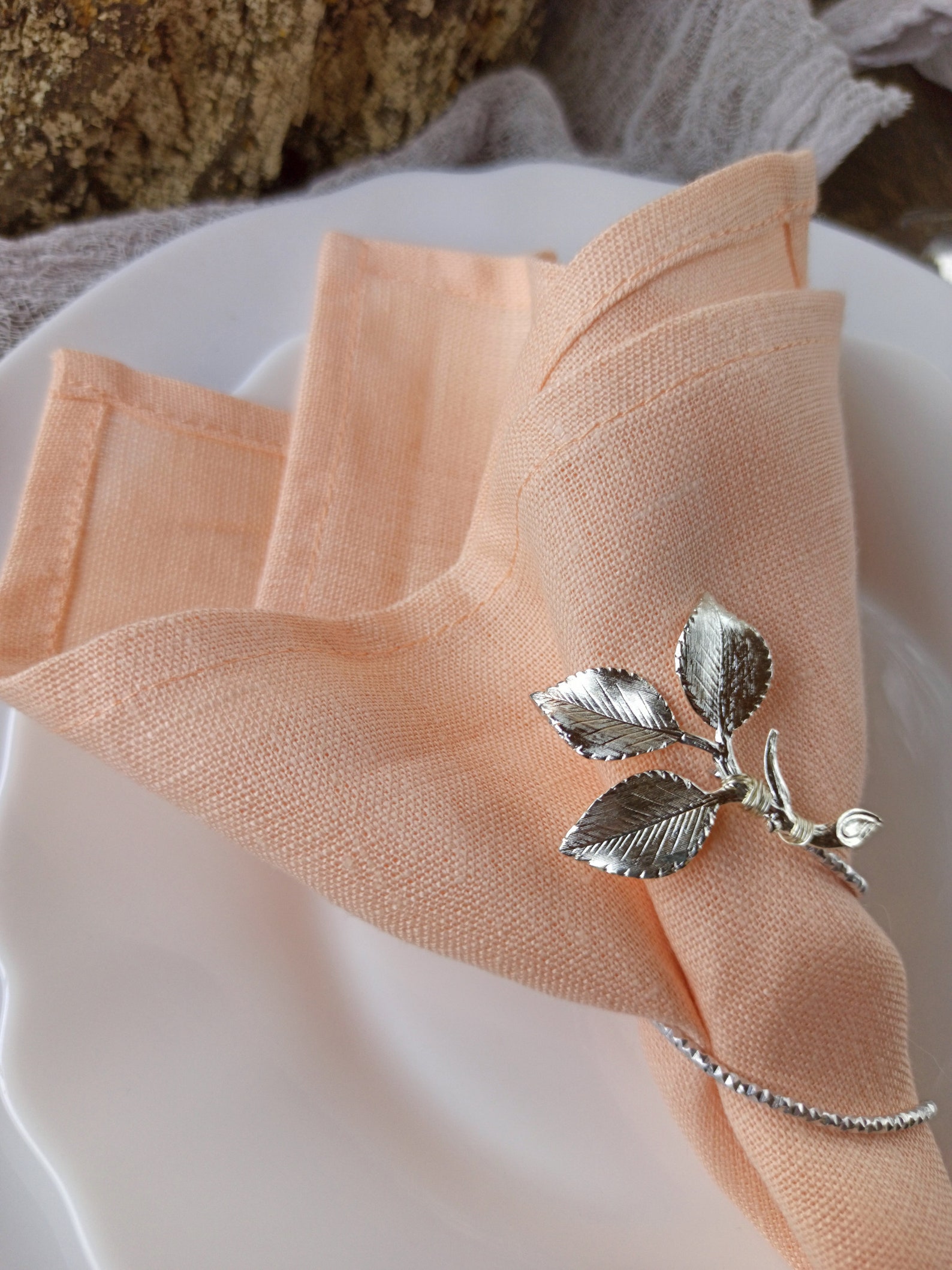 Organic Linen Napkins Peach Linen Cocktail Napkins Cloth Etsy