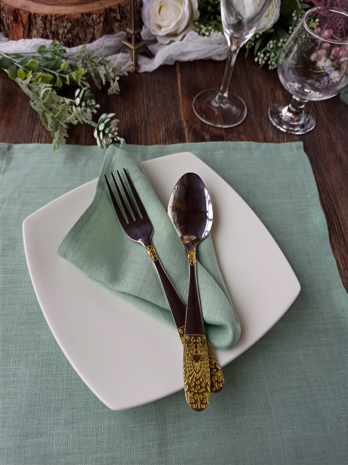 Sage green linen placemats Natural linen placemats set of 2 Etsy