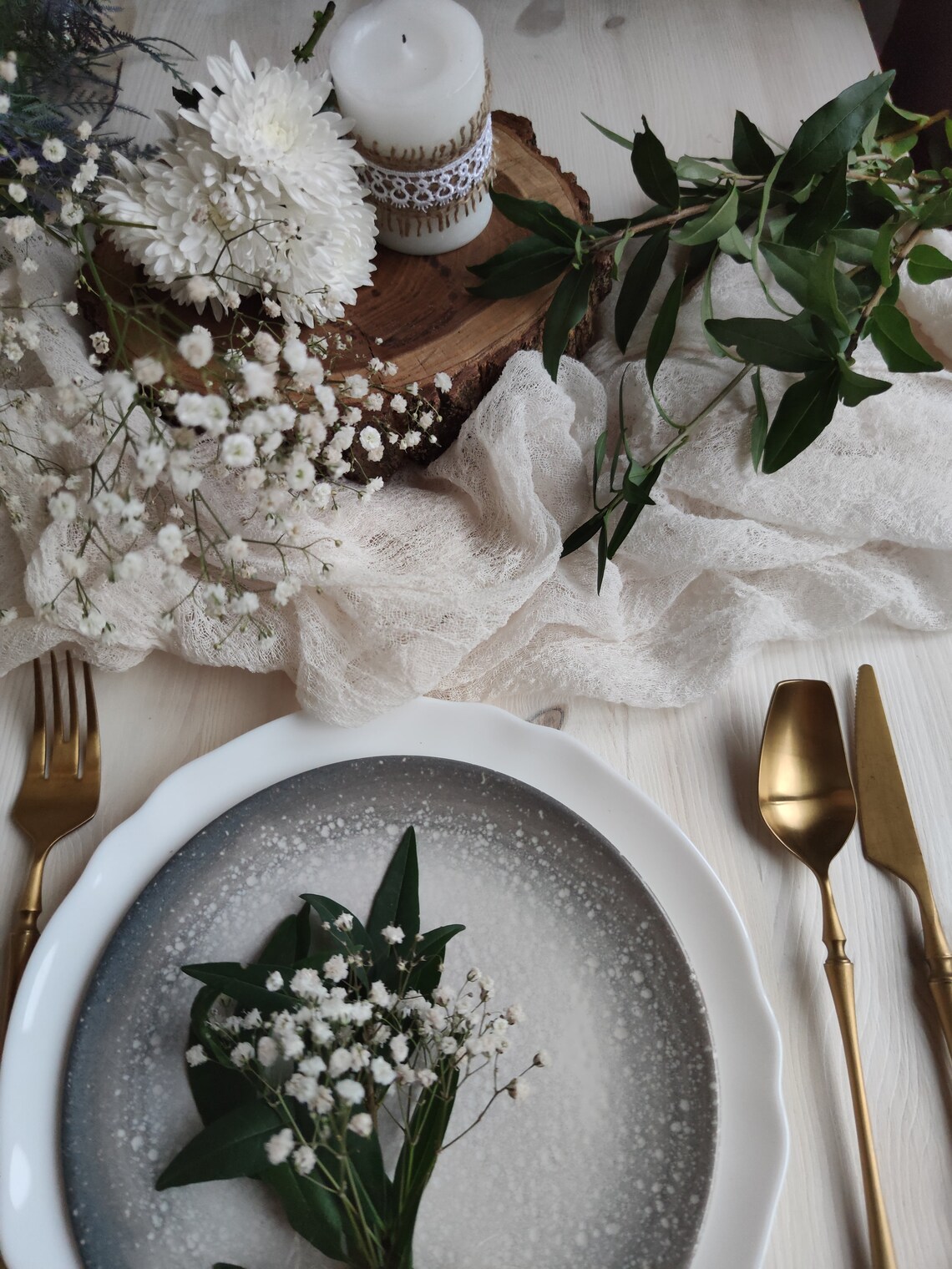 Gauze table runner Rustic wedding decor Boho table runner Etsy