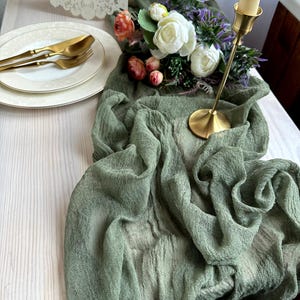 Cheesecloth table runner for Boho wedding decor, Table centerpiece for weddings, Aisle runner for Rustic wedding decor, Cotton gauze napkins