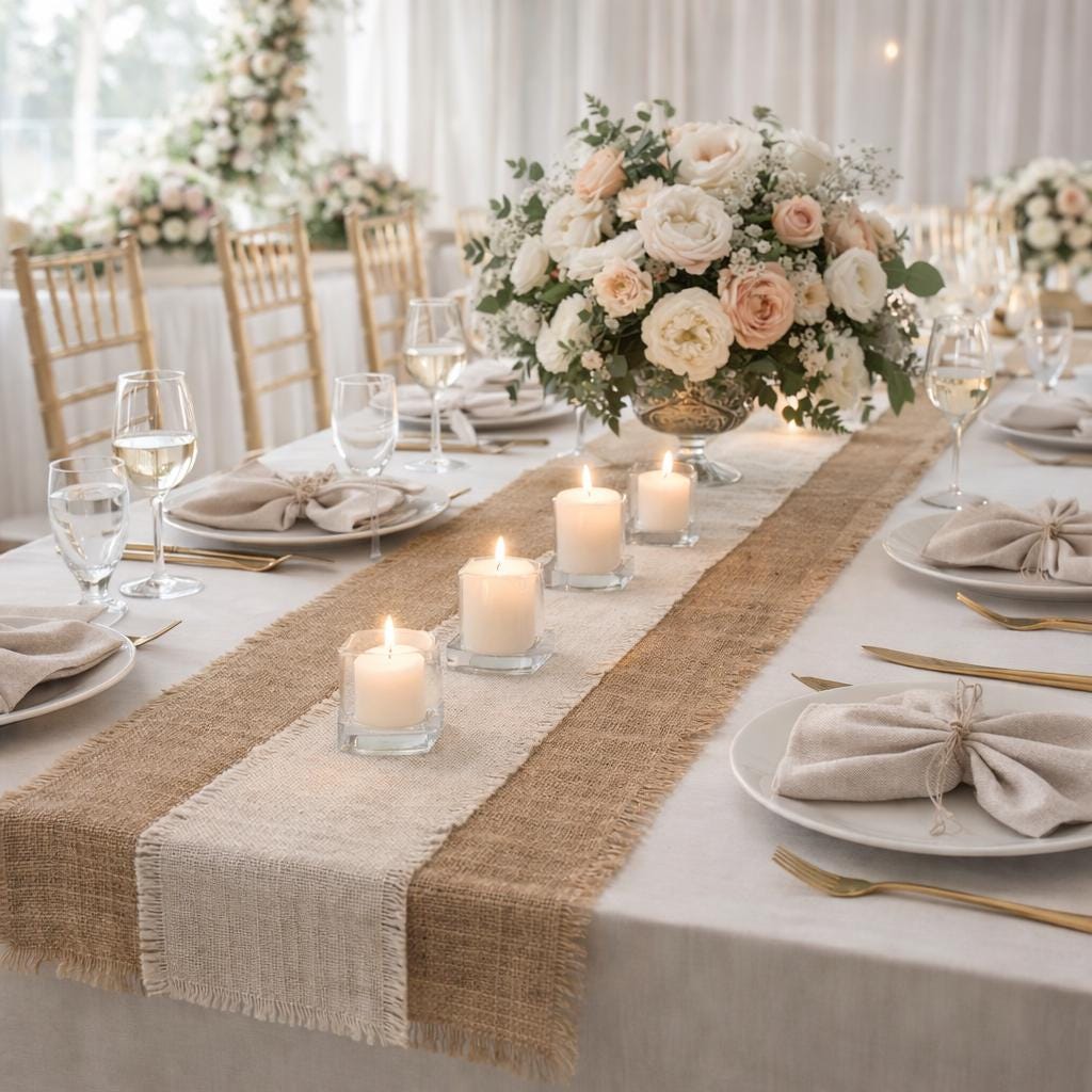 Burlap Table Runner for Wedding Table Decor, Jute Table Runner, Custom ...