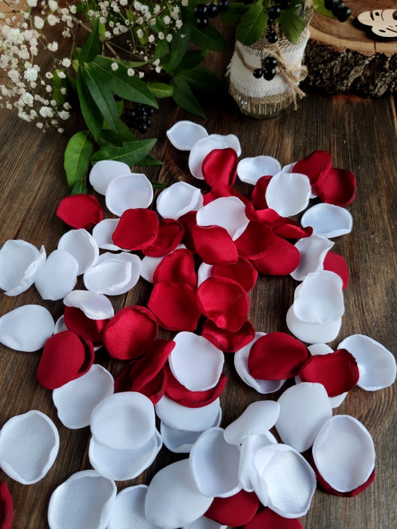 White Burgundy Rose Petals for Wedding, Flower Petals, Wedding Decorations,  Table Decor 