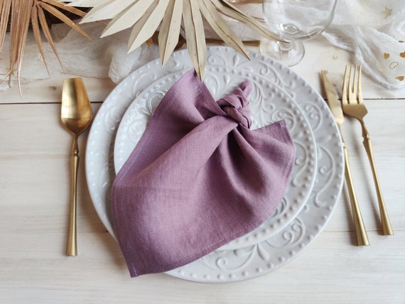 Mauve Linen Napkins Bulk, Dinner Napkins Linen, Cloth Napkin Set, Wedding  Rustic Napkins LN 109 