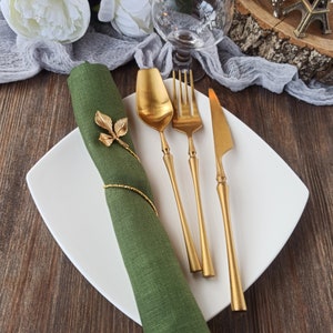 Moosgrüne Hochzeit Leinenservietten, Stoffservietten, Wohndekor Tischservietten, Cocktail-Dinner Servietten Hochzeit Tischdeko