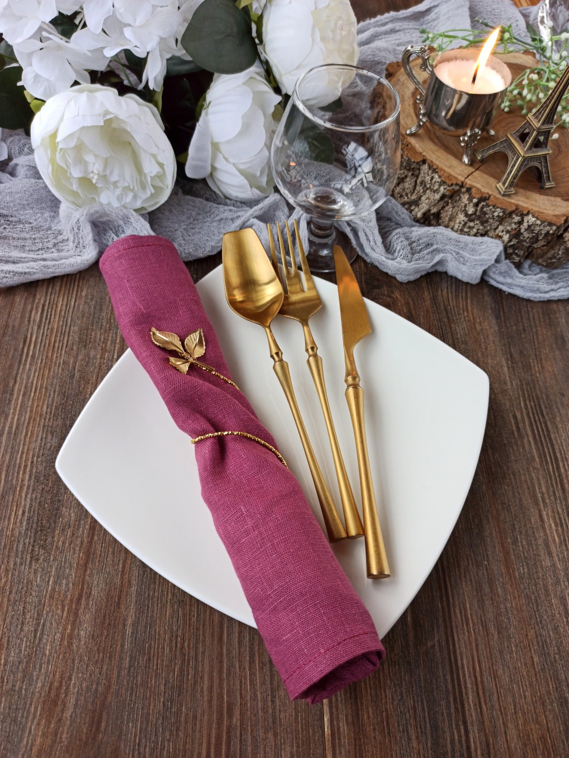 Linen napkins Burgundy cloth napkins for Wedding Washed linen Etsy