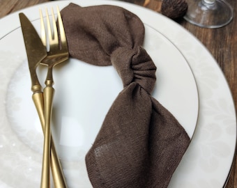 Dark brown linen napkins for Wedding, Cloth napkin set,  Dinner cocktail napkins LN - 139