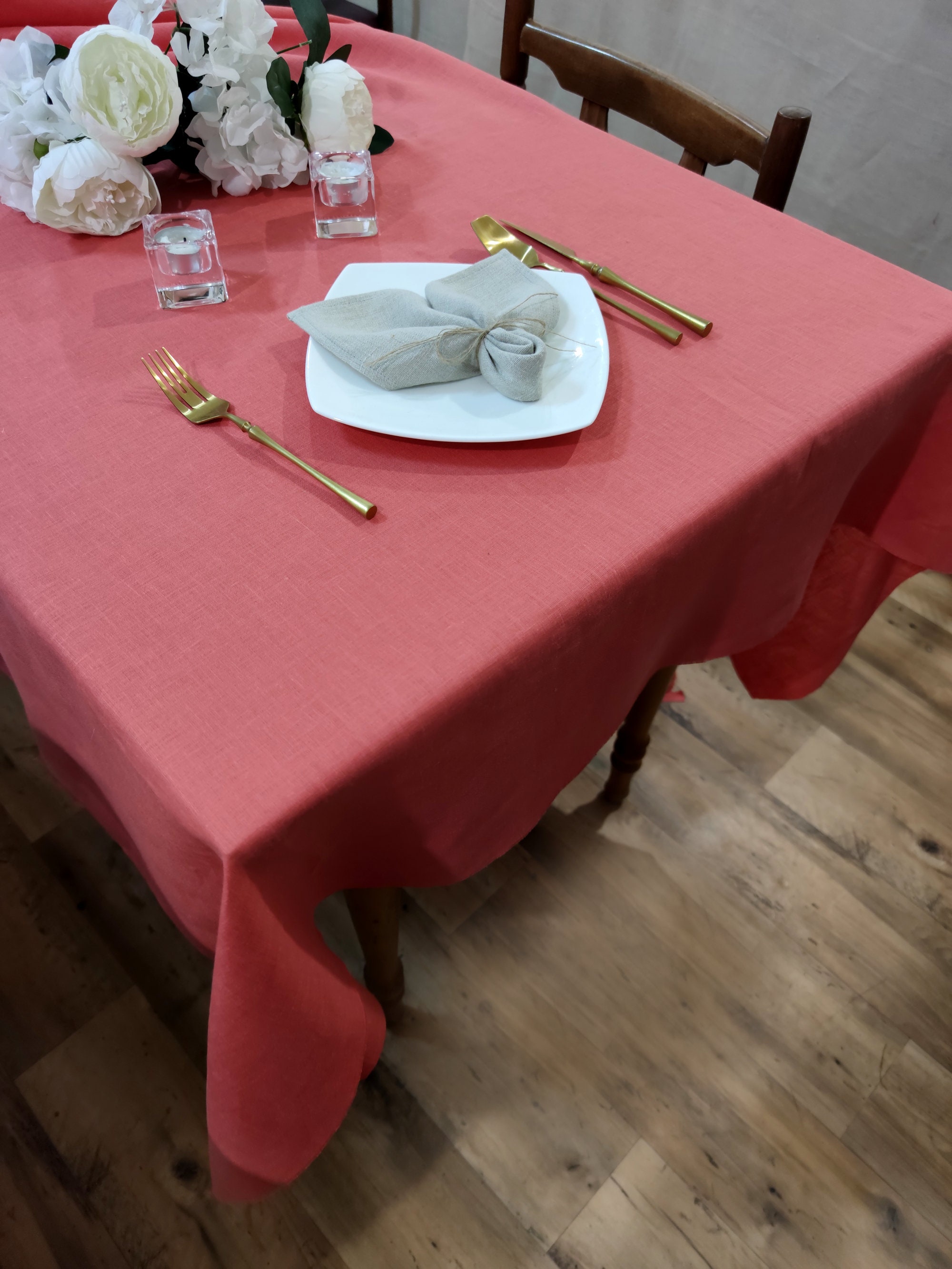 Dark brown Washed linen tablecloth 40 colors Wedding large Etsy