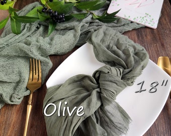 Wedding napkins rustic, Olive gauze napkins, Rustic home decor, Holiday decor, Boho cotton cloth napkins