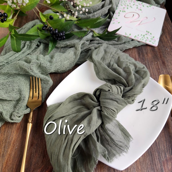 Wedding napkins rustic, Olive gauze napkins, Rustic home decor, Holiday decor, Boho cotton cloth napkins