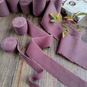 Nastro di cotone 2.5", Invito nastro nuziale, nastro tinto a mano, bouquet di nastri, confezione regalo